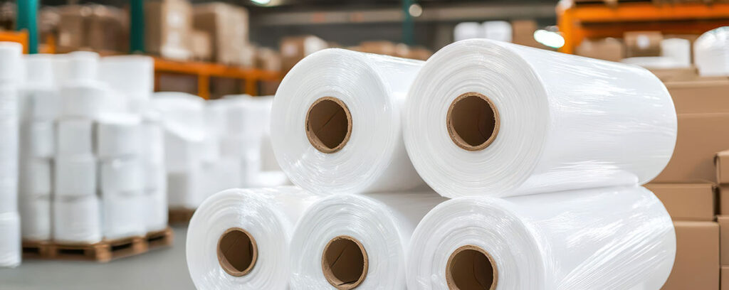 Rolls of plastic wrap.