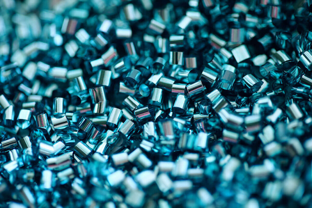 A pile of metallic or plastic pellets